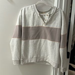 Hem & Thread Button Sweatshirt